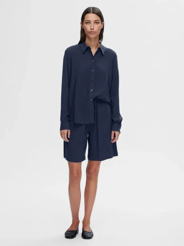 Shorts>SELECTED MELLEMHØJ TALJE SHORTS Blue