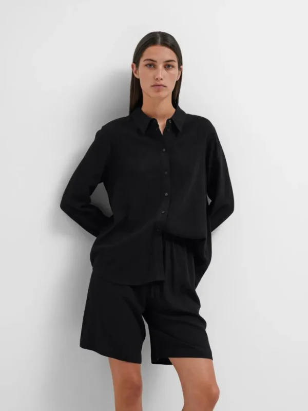 Shorts>SELECTED MELLEMHØJ TALJE SHORTS Black