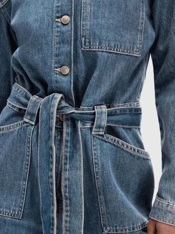 Kjoler>SELECTED MELLEMVASK DENIM BUKSEDRAGT Blue