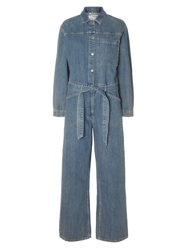 Kjoler>SELECTED MELLEMVASK DENIM BUKSEDRAGT Blue