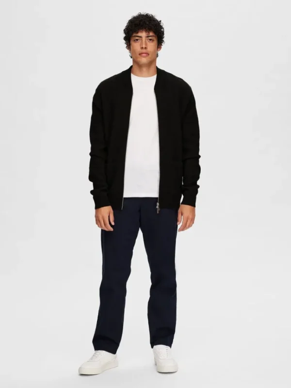 Strik>SELECTED MERINO-ULD CARDIGAN Black