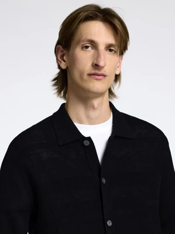 Strik>SELECTED 100% MERINOULD CARDIGAN Black