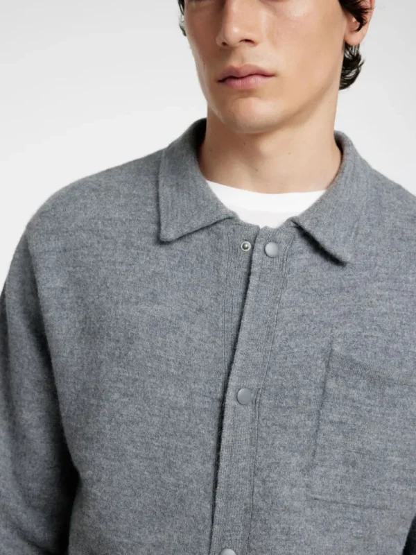 Strik>SELECTED 100% MERINOULD CARDIGAN Grey