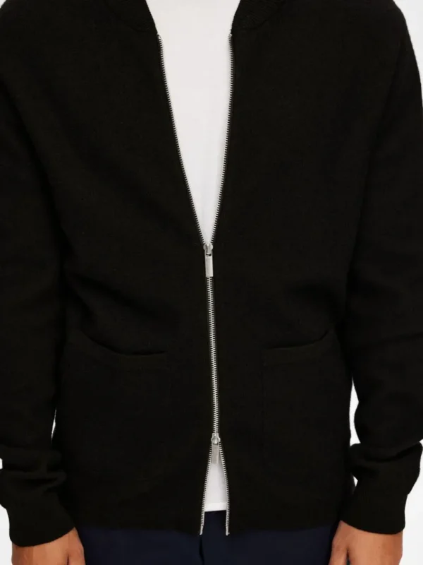 Strik>SELECTED MERINO-ULD CARDIGAN Black
