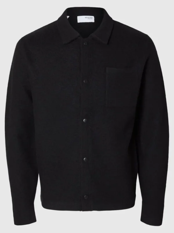 Strik>SELECTED 100% MERINOULD CARDIGAN Black