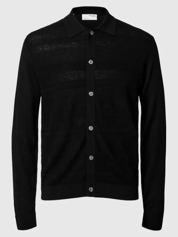 Strik>SELECTED 100% MERINOULD CARDIGAN Black