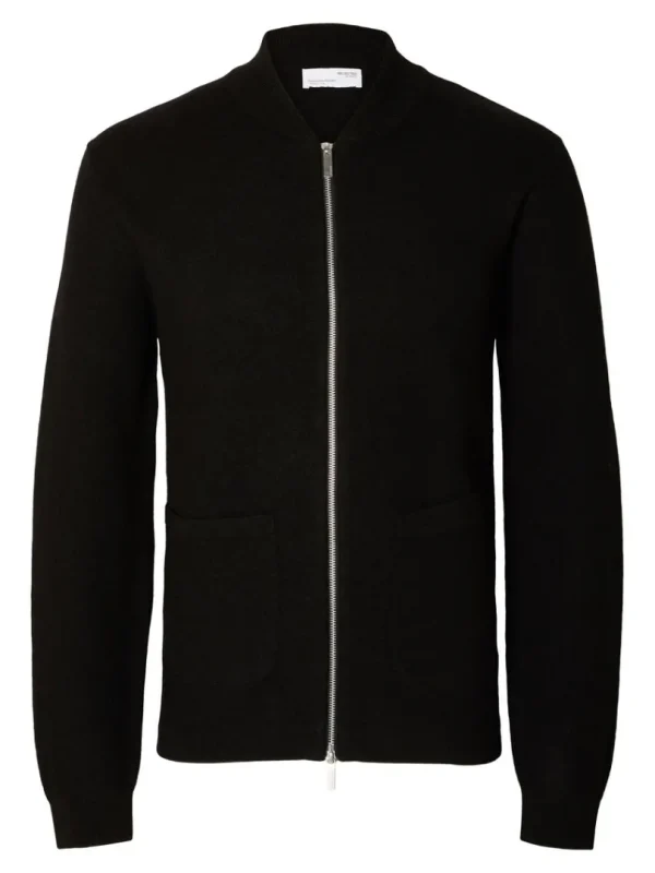 Strik>SELECTED MERINO-ULD CARDIGAN Black