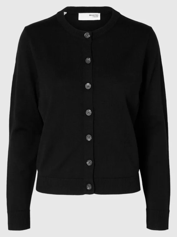 Strik>SELECTED 100% MERINOULD CARDIGAN Black