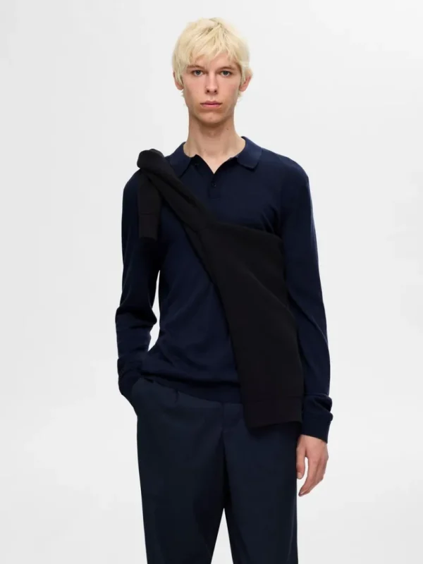Strik>SELECTED 100% MERINOULD POLO Blue