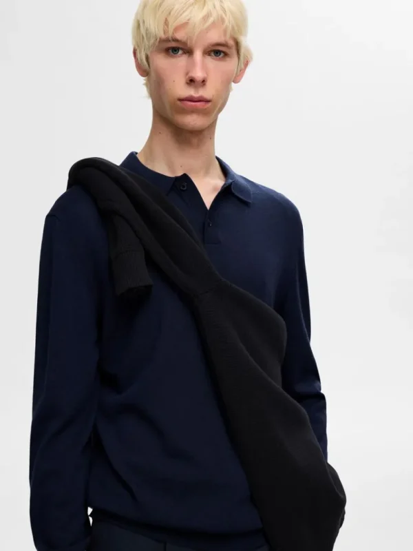 Strik>SELECTED 100% MERINOULD POLO Blue