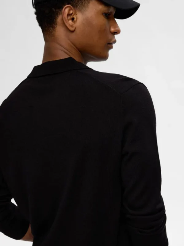 Strik>SELECTED 100% MERINOULD POLO Black