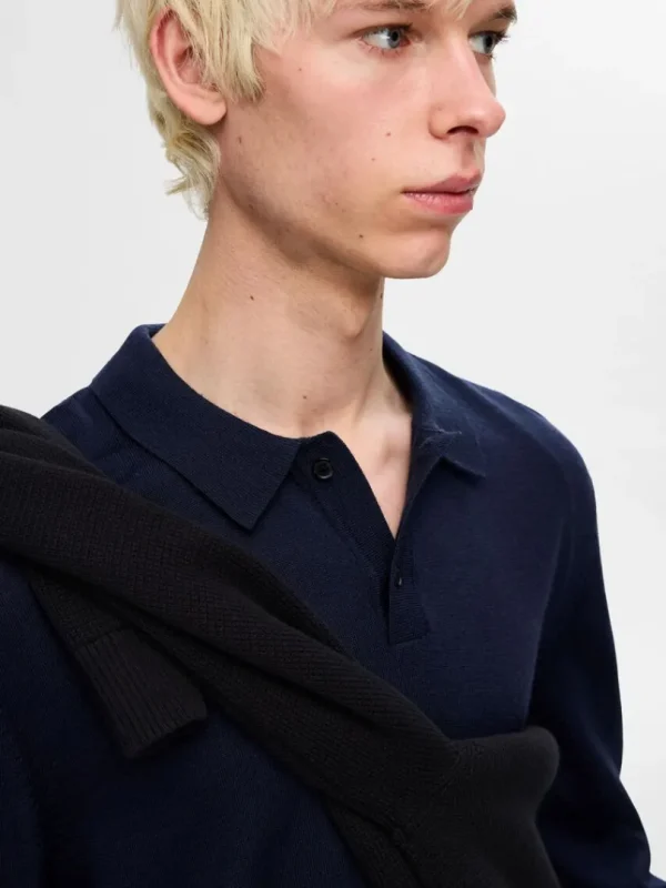 Strik>SELECTED 100% MERINOULD POLO Blue