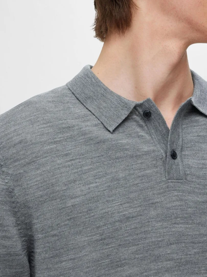 merinould_polo_3-2.webp Strik>SELECTED 100% MERINOULD POLO Grey