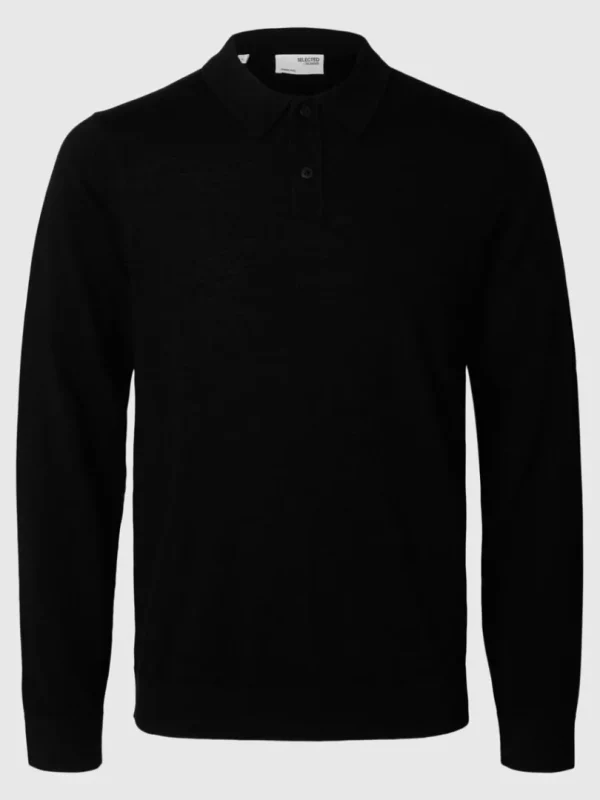 Strik>SELECTED 100% MERINOULD POLO Black