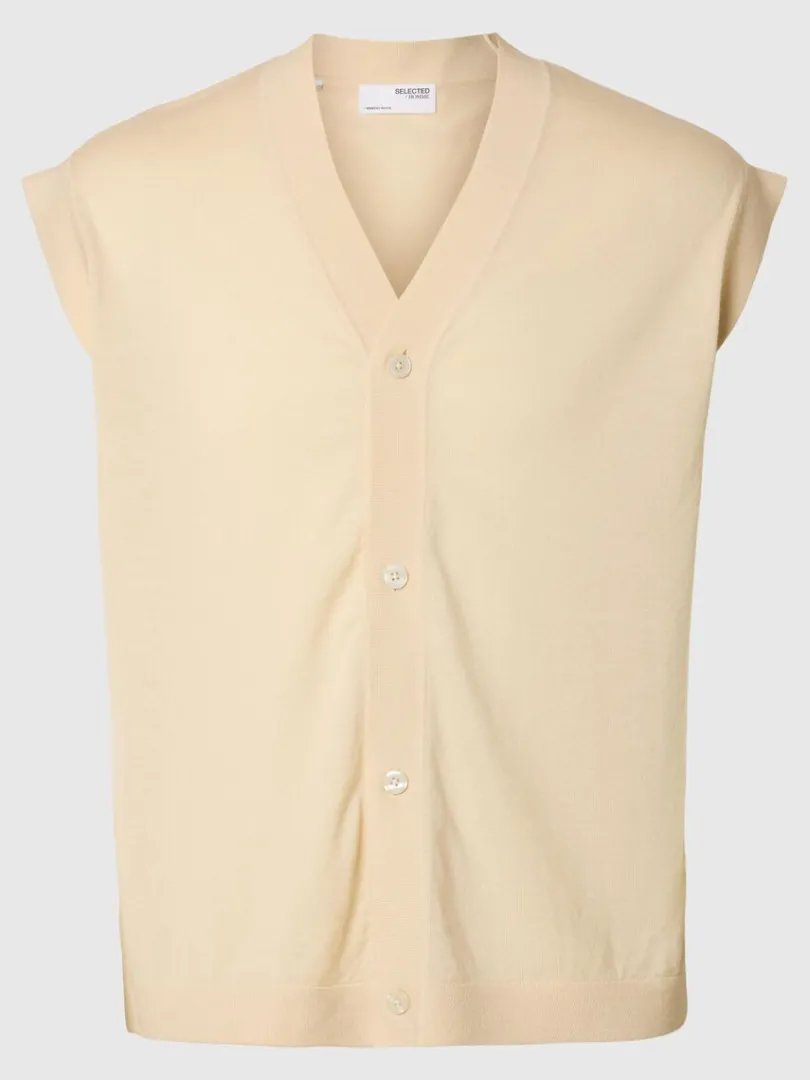 merinould_strik_vest_0.webp Overtøj>SELECTED 100% MERINOULD STRIK VEST Beige