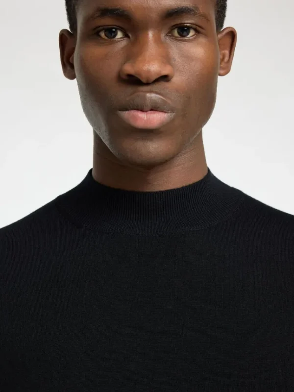 Strik>SELECTED 100% MERINOULD SWEATER MED HØJ HALS Black