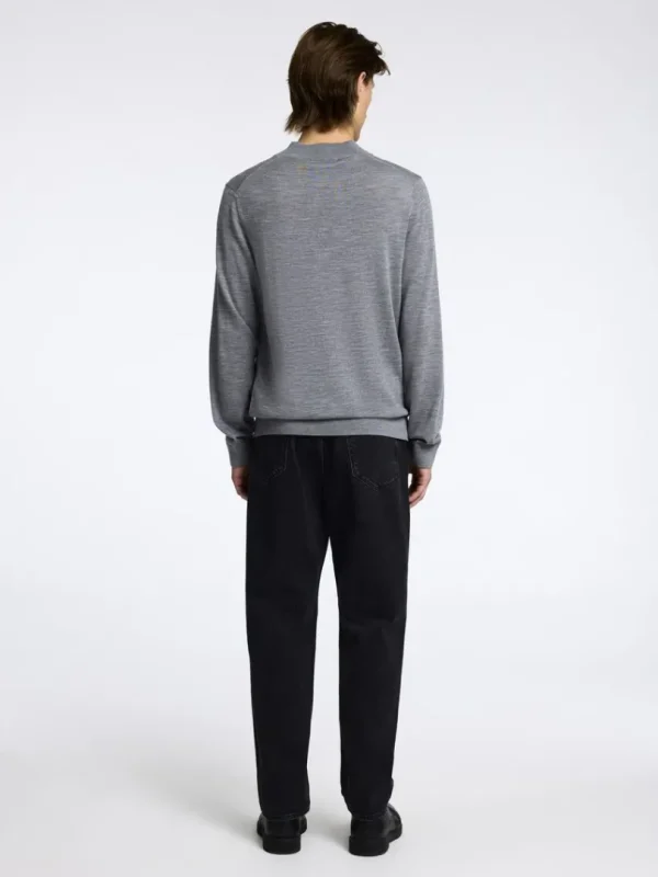 Strik>SELECTED 100% MERINOULD SWEATER MED HØJ HALS Grey