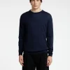 Strik>SELECTED 100% MERINOULD SWEATER MED RUND HALS Blue