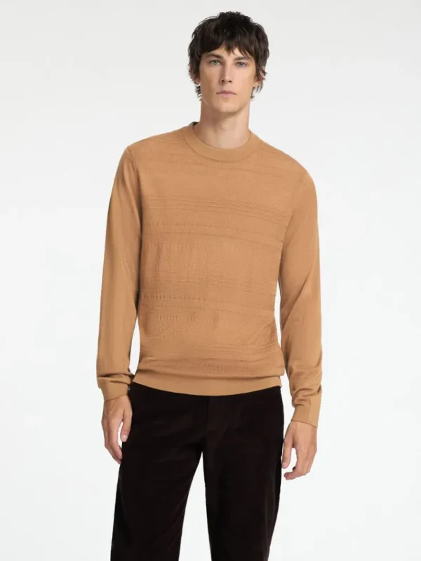 Strik>SELECTED 100% MERINOULD SWEATER MED RUND HALS Orange