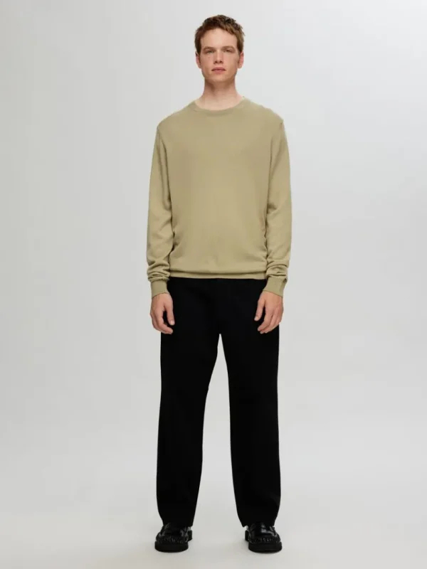 Strik>SELECTED 100% MERINOULD SWEATER MED RUND HALS Brown