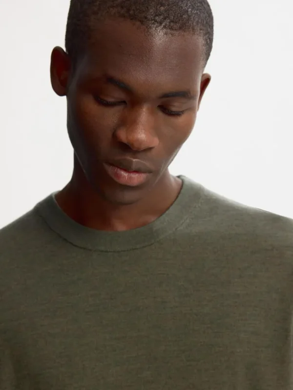 Strik>SELECTED 100% MERINOULD SWEATER MED RUND HALS Green