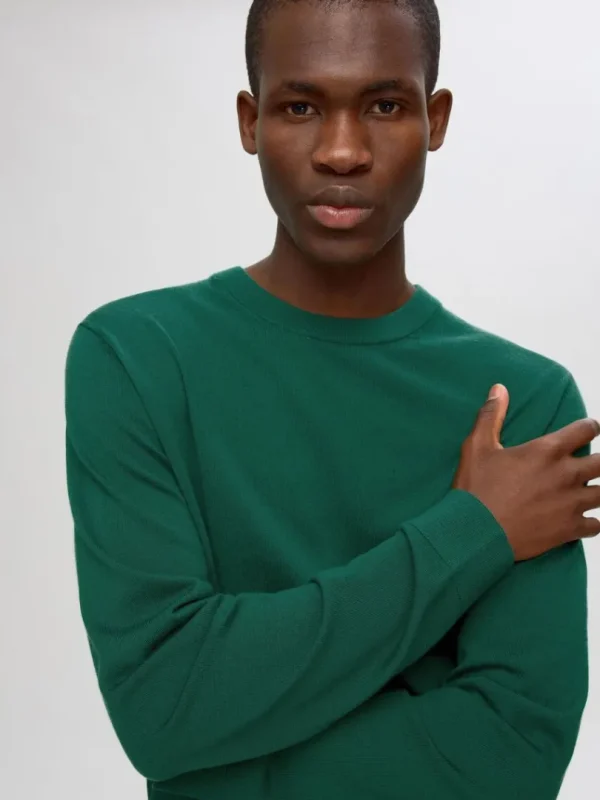 Strik>SELECTED 100% MERINOULD SWEATER MED RUND HALS Green