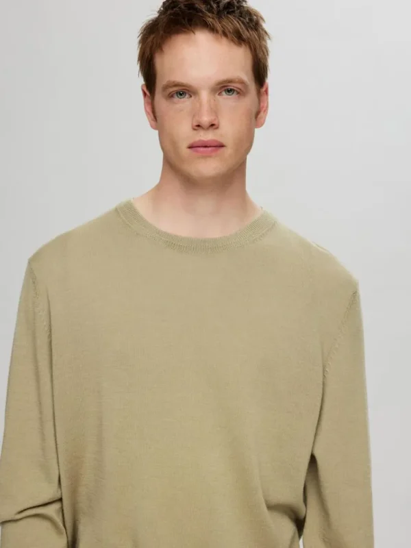Strik>SELECTED 100% MERINOULD SWEATER MED RUND HALS Brown