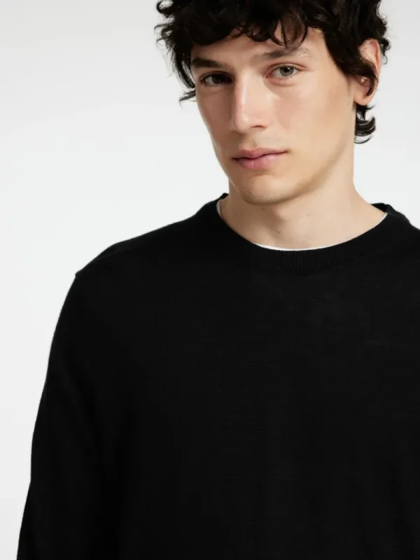 Strik>SELECTED 100% MERINOULD SWEATER MED RUND HALS Black