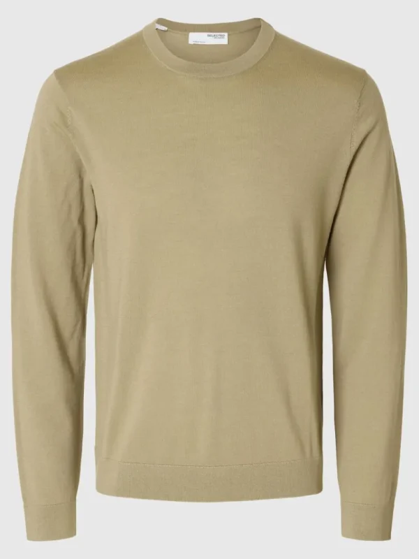 Strik>SELECTED 100% MERINOULD SWEATER MED RUND HALS Brown