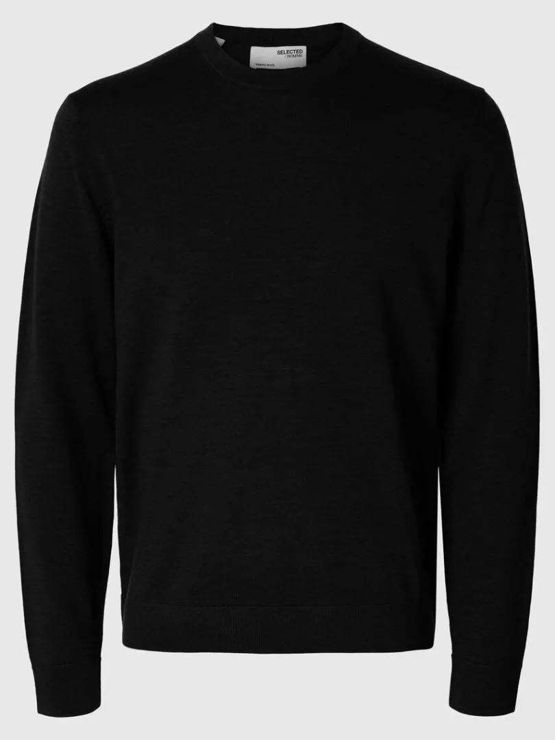merinould_sweater_med_ru_4-4.webp Strik>SELECTED 100% MERINOULD SWEATER MED RUND HALS Black