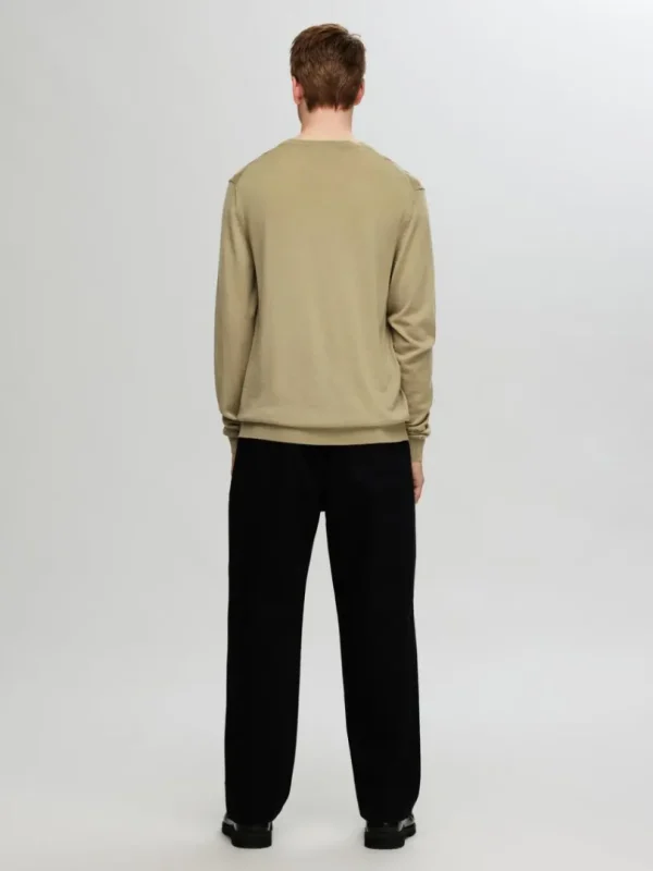 Strik>SELECTED 100% MERINOULD SWEATER MED RUND HALS Brown
