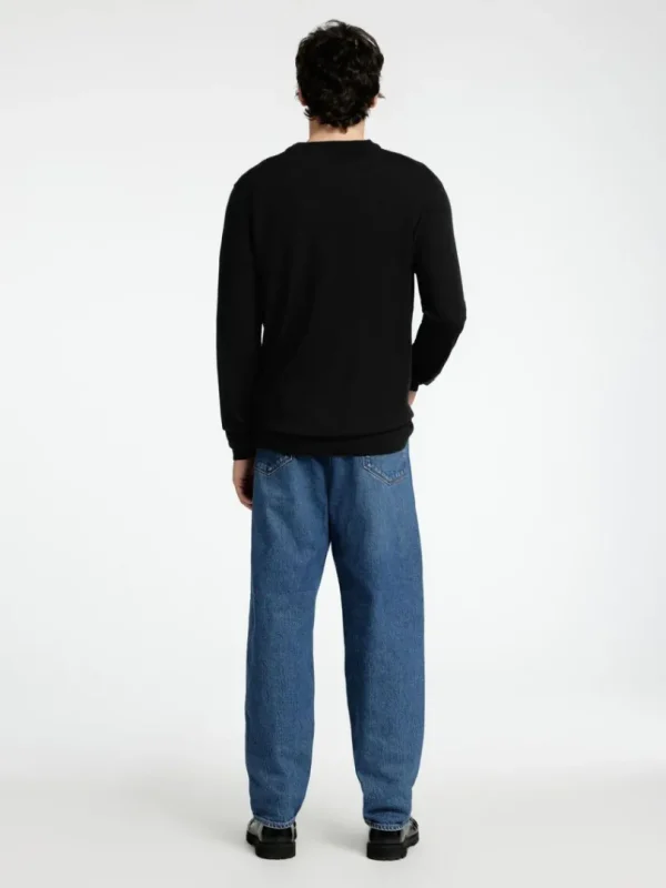 Strik>SELECTED 100% MERINOULD SWEATER MED RUND HALS Black