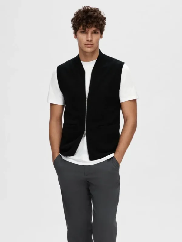 Strik>SELECTED MERINO-ULD VEST Black