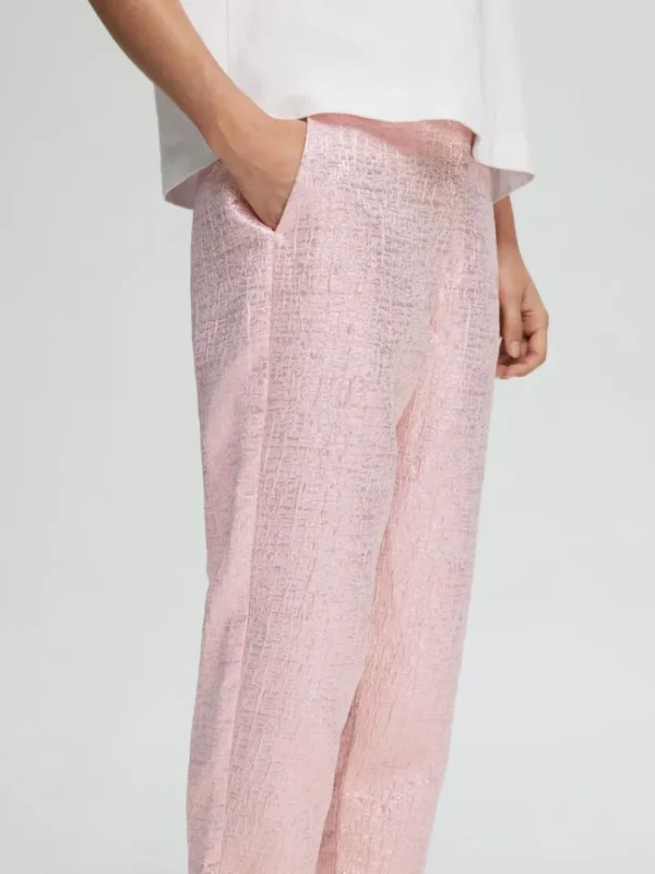 Bukser>SELECTED METALFARVET JACQUARD CROPPED BUKSER Pink