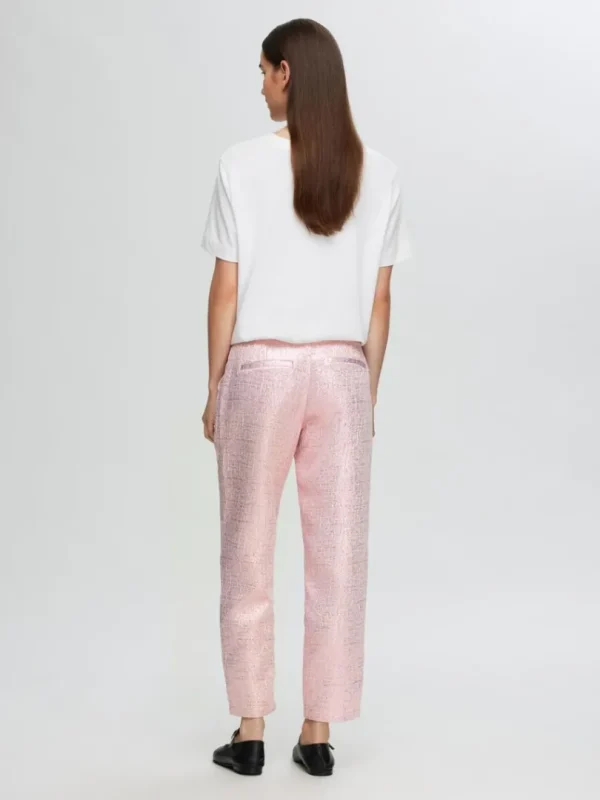 Bukser>SELECTED METALFARVET JACQUARD CROPPED BUKSER Pink