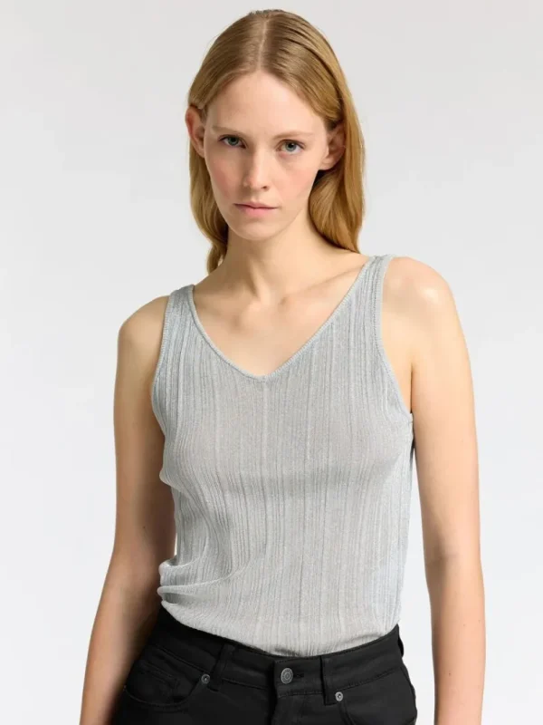 Toppe Og Bluser | Strik>SELECTED METALLISK TOP UDEN ÆRMER Grey