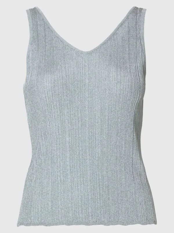 Toppe Og Bluser | Strik>SELECTED METALLISK TOP UDEN ÆRMER Grey
