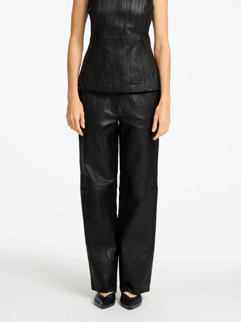 mid_waist_lderbukser_0.webp Bukser>SELECTED MID WAIST LÆDERBUKSER Black
