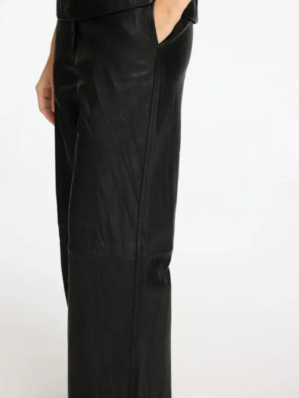 Bukser>SELECTED MID WAIST LÆDERBUKSER Black