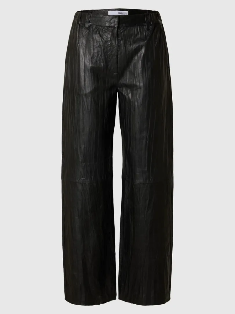 mid_waist_lderbukser_5.webp Bukser>SELECTED MID WAIST LÆDERBUKSER Black