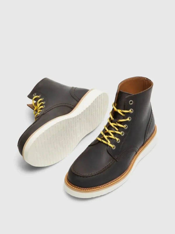 Sko>SELECTED MOC-TOE LÆDERSTØVLER Brown