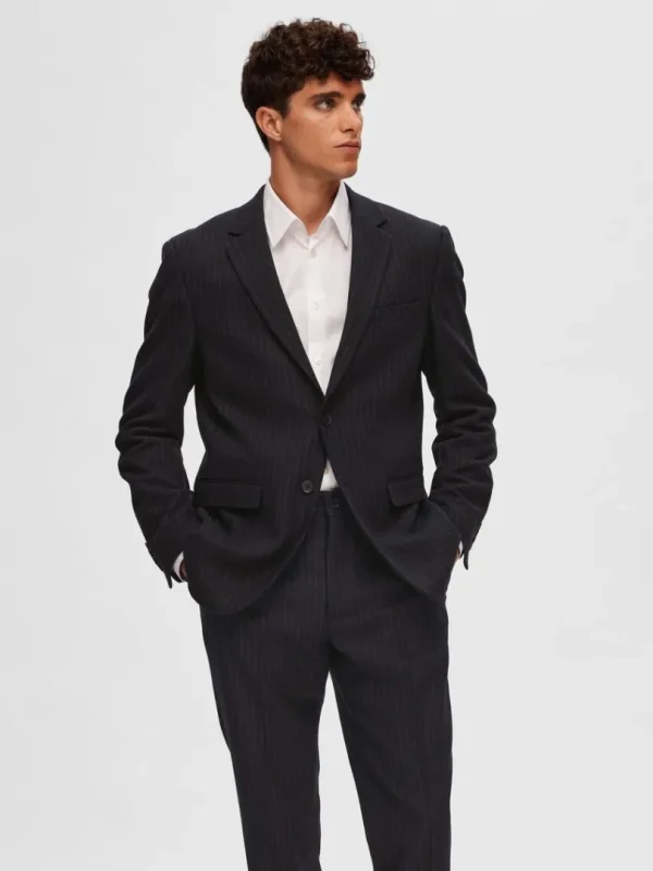 Jakkesæt & Blazers>SELECTED NÅLESTRIBET ENKELTRADET BLAZER Blue