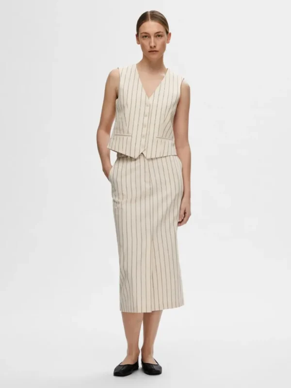 Jakkesæt & Blazers | Toppe Og Bluser>SELECTED NÅLESTRIBET VEST Beige