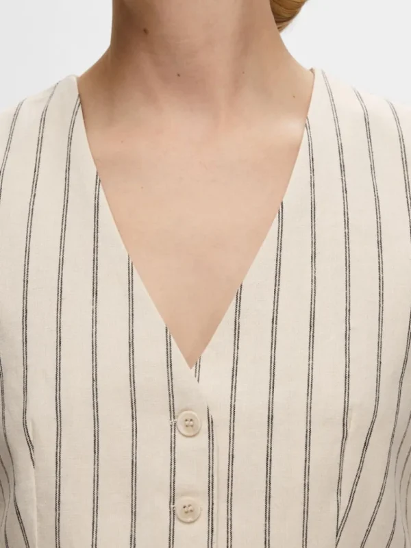 Jakkesæt & Blazers | Toppe Og Bluser>SELECTED NÅLESTRIBET VEST Beige