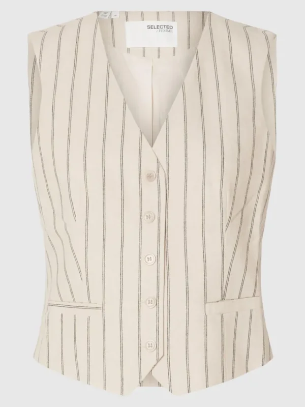 Jakkesæt & Blazers | Toppe Og Bluser>SELECTED NÅLESTRIBET VEST Beige