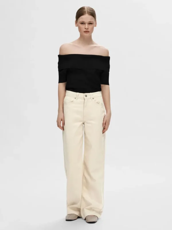 Toppe Og Bluser | Strik>SELECTED OFF-SHOULDER STRIKKET TOP Black