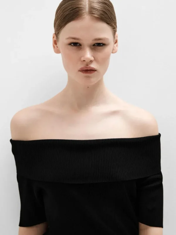 Toppe Og Bluser | Strik>SELECTED OFF-SHOULDER STRIKKET TOP Black