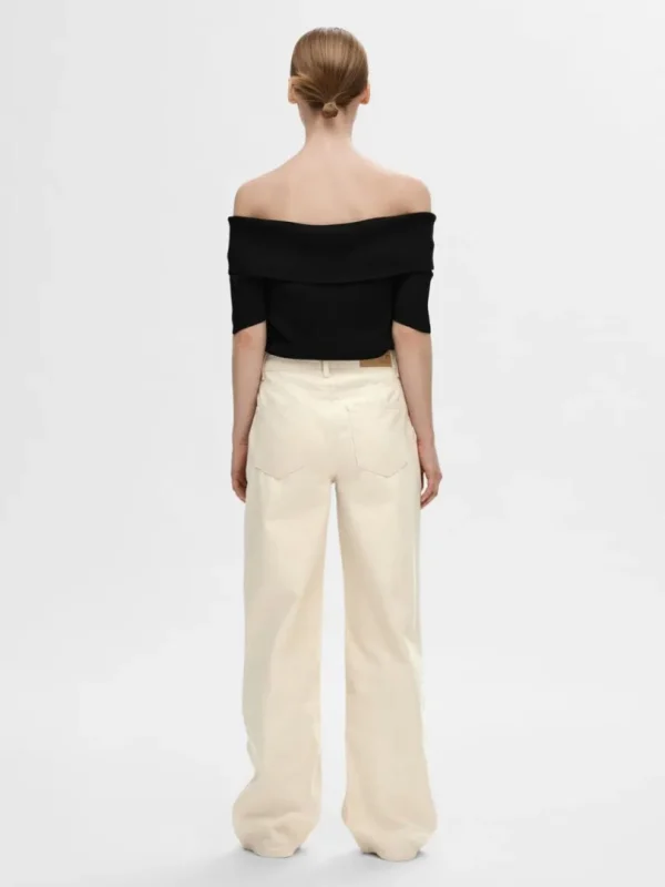 Toppe Og Bluser | Strik>SELECTED OFF-SHOULDER STRIKKET TOP Black
