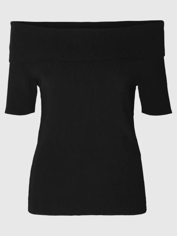 Toppe Og Bluser | Strik>SELECTED OFF-SHOULDER STRIKKET TOP Black