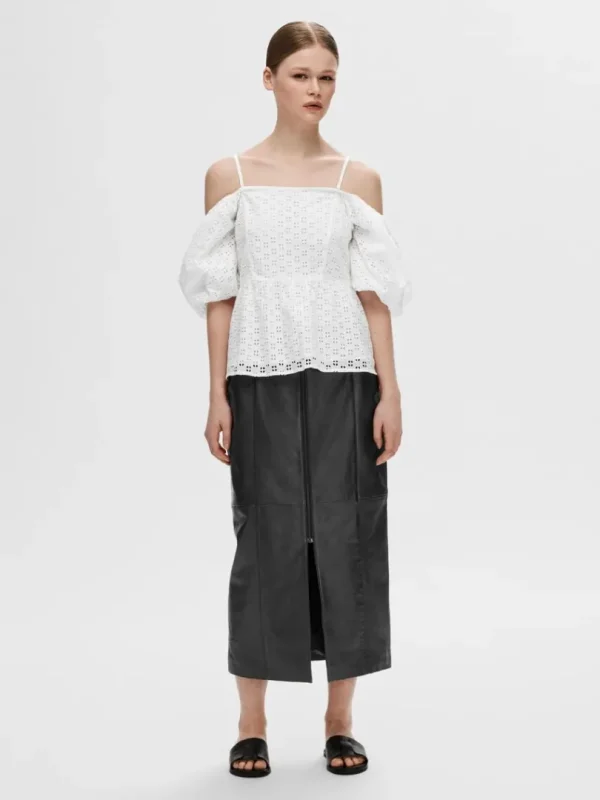 Toppe Og Bluser>SELECTED OFF-SHOULDER TOP White